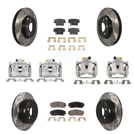 Front Rear Brake Caliper Drill Slotted Rotors Semi-Metallic Pad Kit (10Pc) For Dodge 300 KCD-100258P