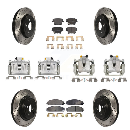 Front Rear Brake Caliper Drill Slot Rotor Semi-Metallic Pad Kit (10Pc) For Dodge Charger KCD-100260P
