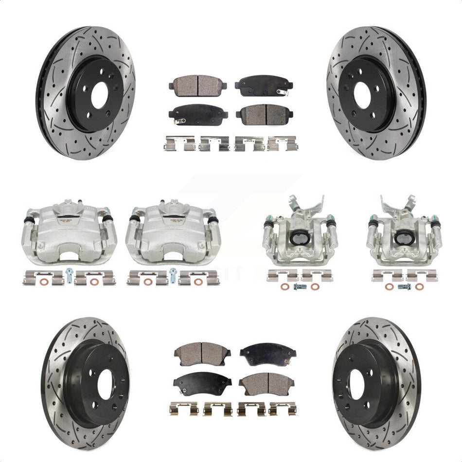 Front Rear Disc Brake Coated Caliper Drilled Slotted Rotors And Ceramic Pads Kit (10Pc) For 2013-2017 Buick Encore Chevrolet Trax KCD-100261T by Transit Auto