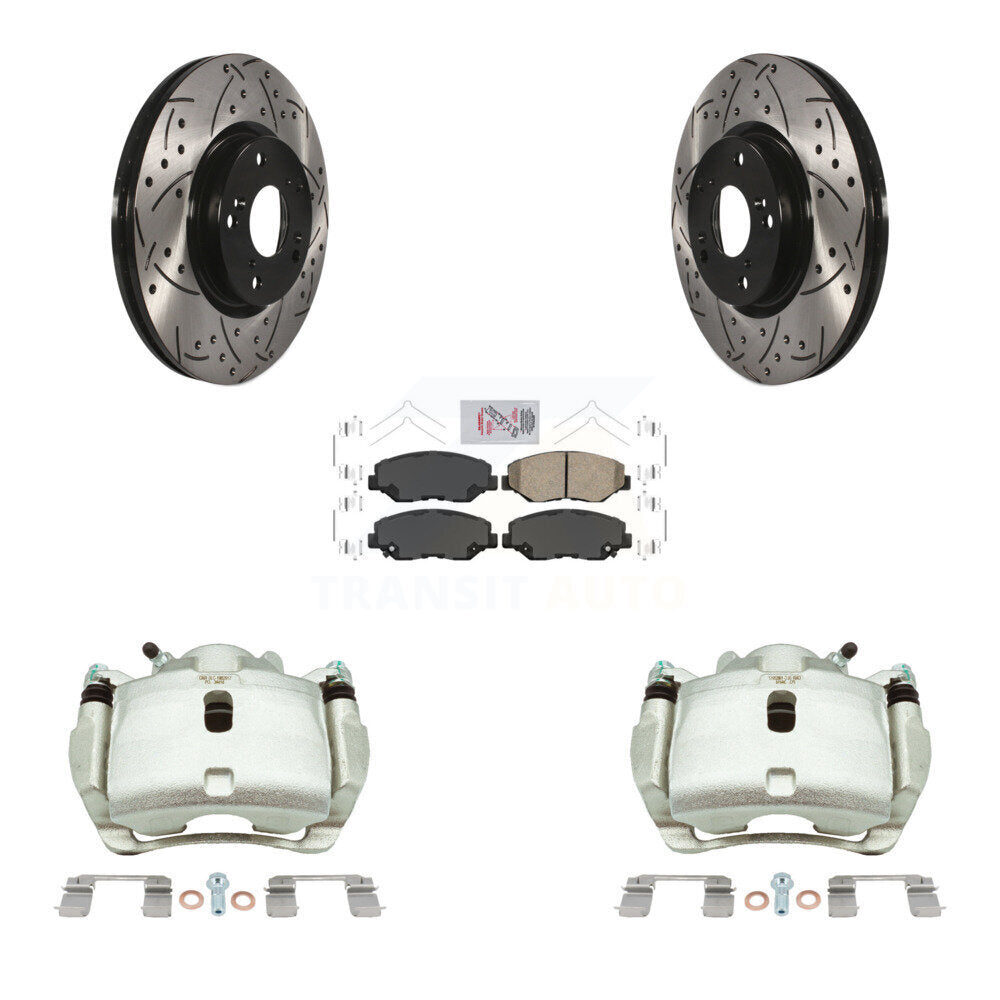 Front Brake Coated Caliper Drill Slotted Rotors Ceramic Pad Kit For 2005-2006 Honda CR-V KCD-100262N