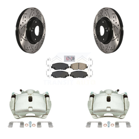 Front Brake Coated Caliper Drill Slotted Rotors Ceramic Pad Kit For 2005-2006 Honda CR-V KCD-100262N