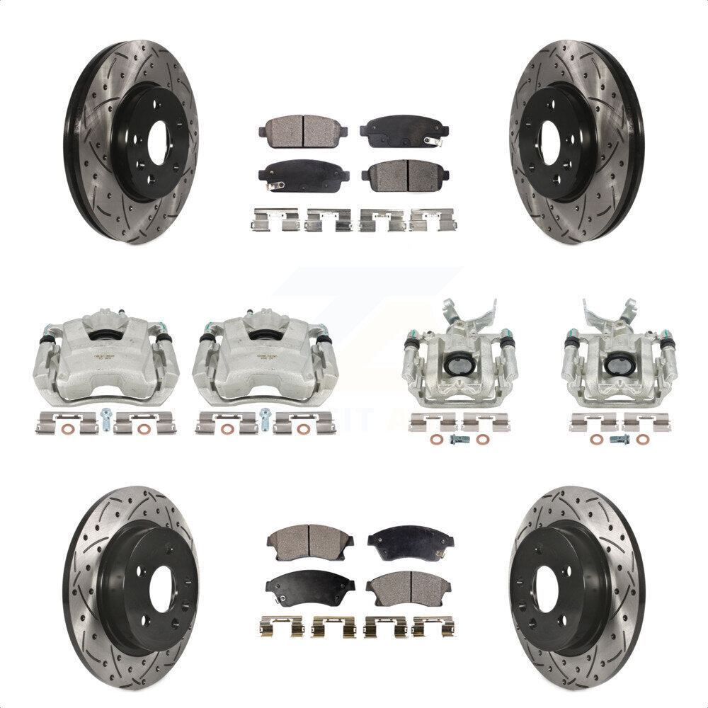 Front Rear Disc Brake Coated Caliper Drilled Slotted Rotors And Ceramic Pads Kit (10Pc) For Chevrolet Sonic KCD-100262T by Transit Auto