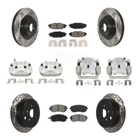 Front Rear Brake Caliper Drill Slot Rotor Semi-Metallic Pad Kit (10Pc) For Subaru Legacy KCD-100263S