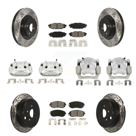 Front Rear Brake Caliper Drill Slot Rotor Semi-Metallic Pad Kit (10Pc) For Subaru Legacy KCD-100266S