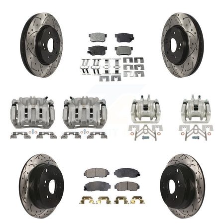 Front Rear Brake Coated Caliper Drill Slotted Rotor Ceramic Pad Kit (10Pc) For Acura RDX KCD-100269T