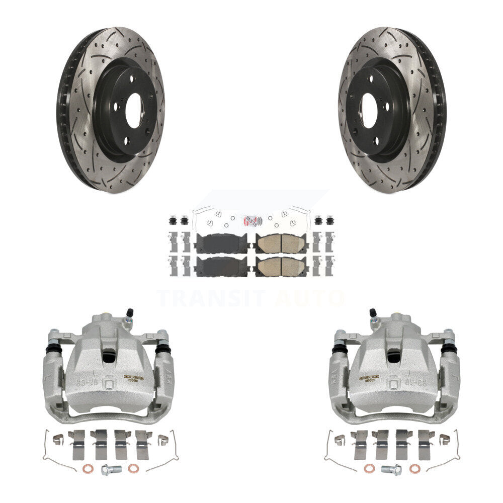 Front Brake Caliper Drill Slot Rotor Ceramic Pad Kit For Toyota Camry Lexus ES350 Avalon KCD-100270N