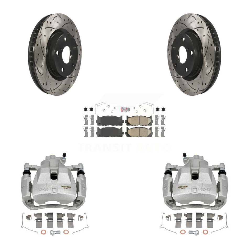 Front Brake Caliper Drill Slot Rotor Ceramic Pad Kit For Toyota Camry Lexus ES350 Avalon KCD-100270N