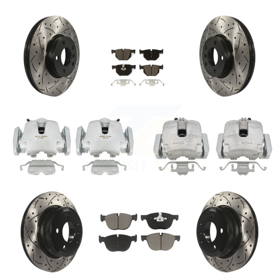 Front Rear Disc Brake Coated Caliper Drilled Slotted Rotors And Ceramic Pads Kit (10Pc) For BMW X5 X6 KCD-100271C