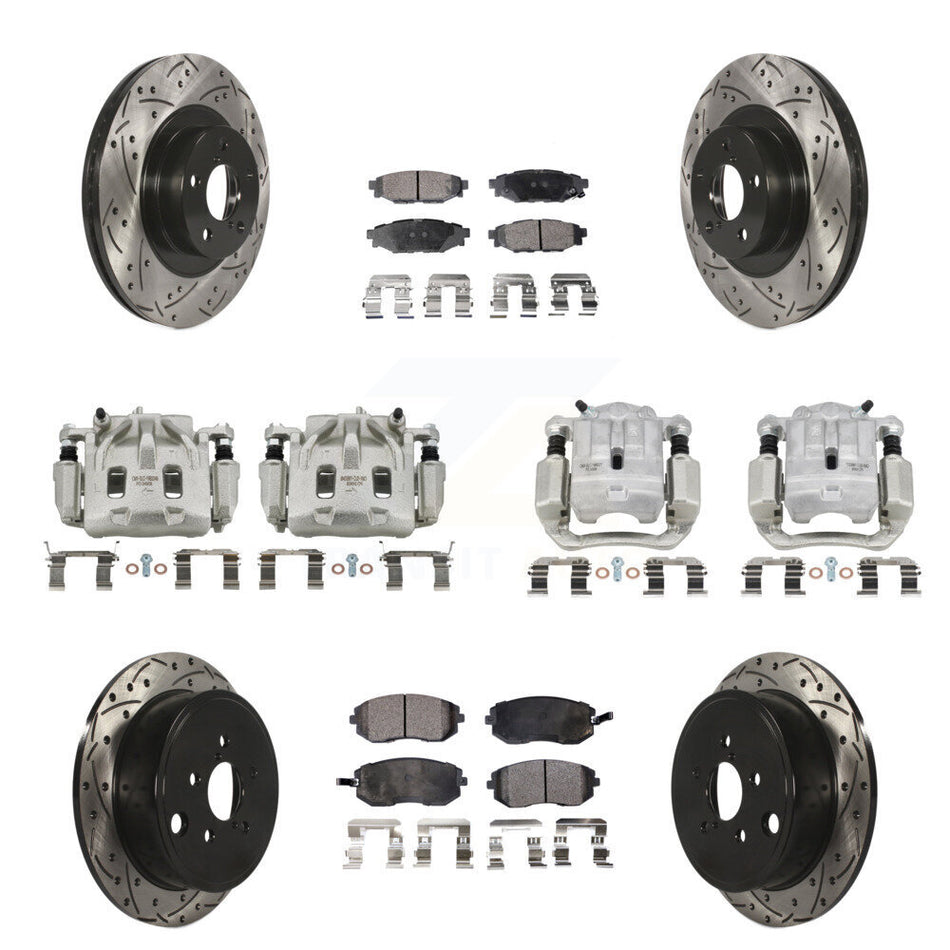 Front Rear Brake Caliper Drill Slot Rotor Semi-Metallic Pad Kit (10Pc) For Subaru Legacy KCD-100271P