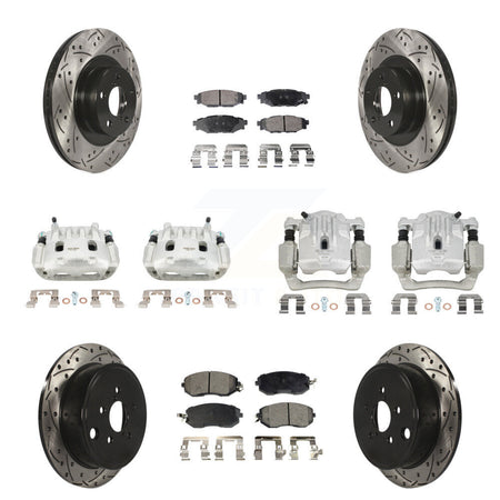 Front Rear Brake Caliper Drill Slot Rotor Semi-Metallic Pad Kit (10Pc) For Subaru Legacy KCD-100273P