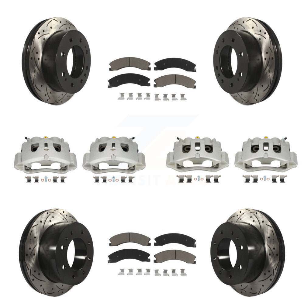 Front Rear Brake Caliper Drill Slot Rotors Ceramic Pad Kit (10Pc) For GMC Chevrolet 2500 KCD-100276C