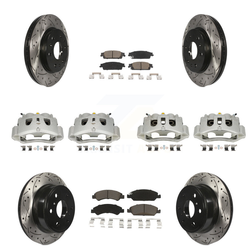 Front Rear Brake Caliper Drill Slot Rotors Ceramic Pad Kit (10Pc) For Chevrolet Suburban KCD-100277C