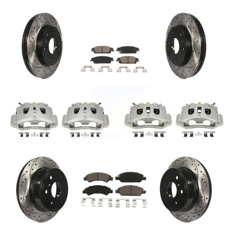 Front Rear Brake Caliper Drill Slot Rotors Ceramic Pad Kit (10Pc) For Chevrolet Suburban KCD-100277C
