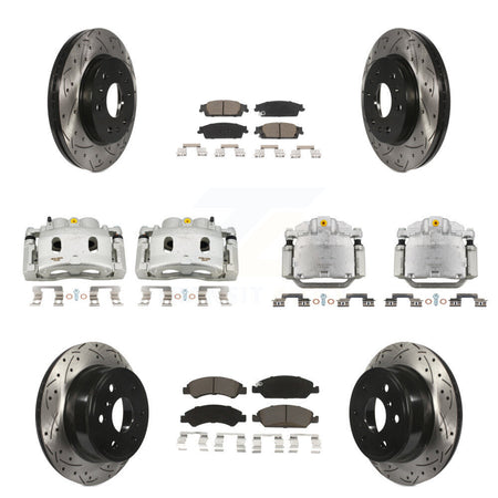 Front Rear Brake Caliper Drill Slot Rotors Ceramic Pad Kit (10Pc) For GMC Sierra 1500 XL KCD-100278C