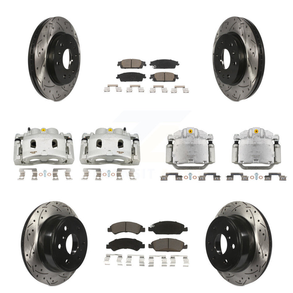 Front Rear Brake Caliper Drill Slot Rotors Ceramic Pad Kit (10Pc) For GMC Sierra 1500 XL KCD-100278C