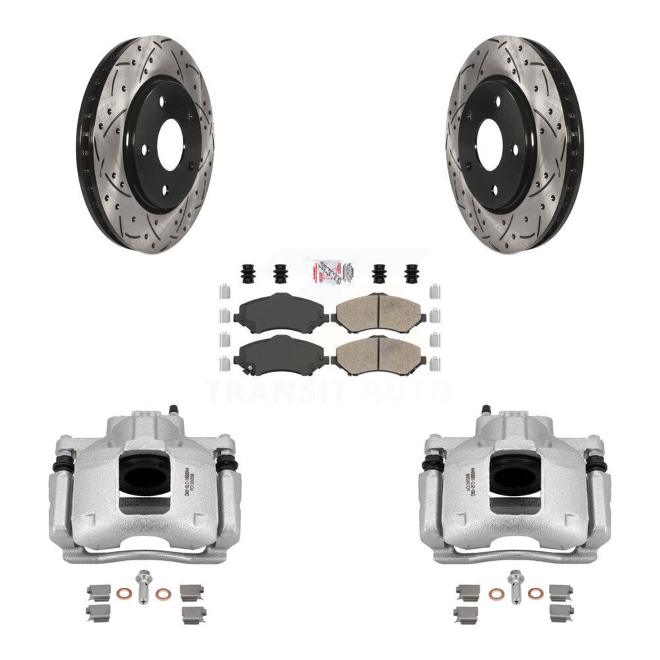 Front Brake Caliper Drill Slot Rotors Ceramic Pad Kit For Dodge Grand Caravan Chrysler & KCD-100280N