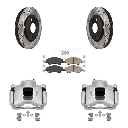Front Brake Caliper Drill Slot Rotors Ceramic Pad Kit For Dodge Grand Caravan Chrysler & KCD-100281N