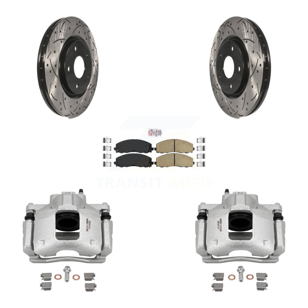 Front Brake Coat Caliper Drill Slot Rotors Ceramic Pad Kit For Volkswagen Routan Ram C/V KCD-100283N