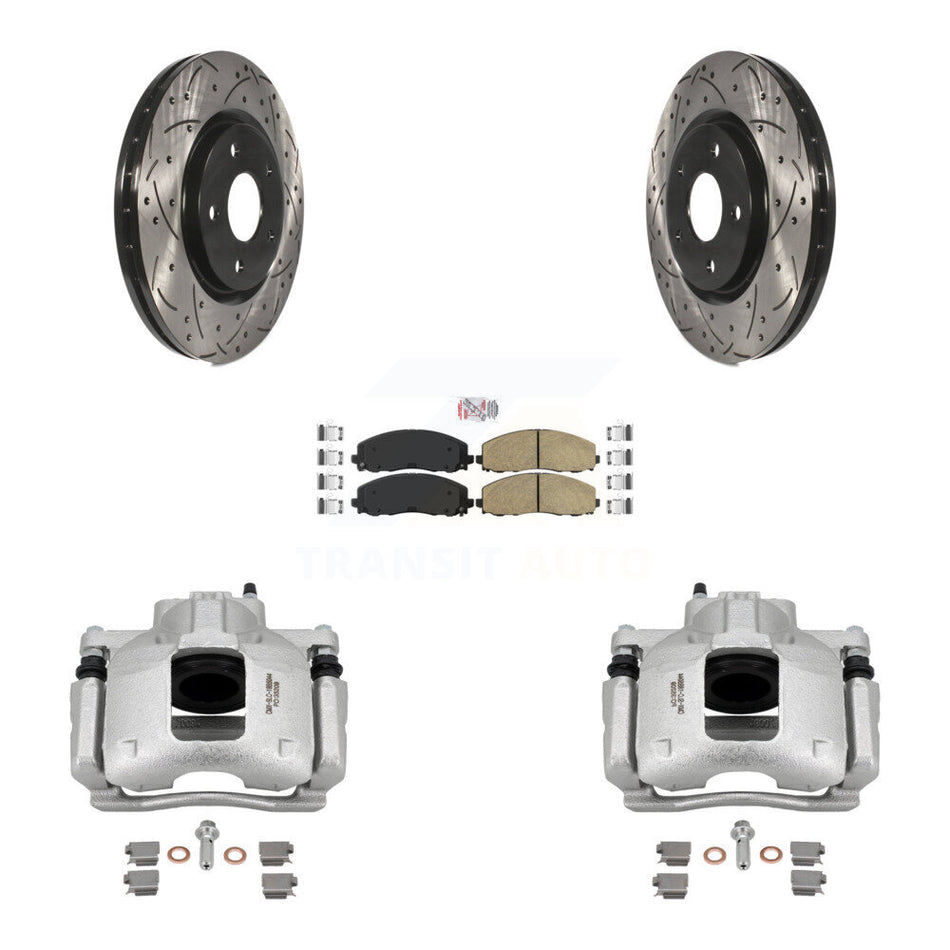 Front Brake Coat Caliper Drill Slot Rotors Ceramic Pad Kit For Volkswagen Routan Ram C/V KCD-100283N