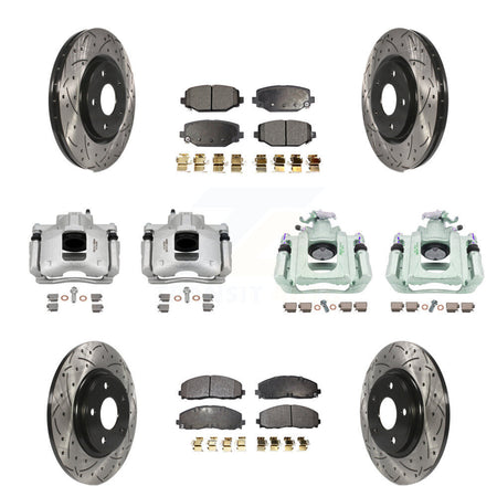 Front Rear Disc Brake Coated Caliper Drill Slot Rotor Ceramic Pad Kit (10Pc) For Ram C/V KCD-100283T