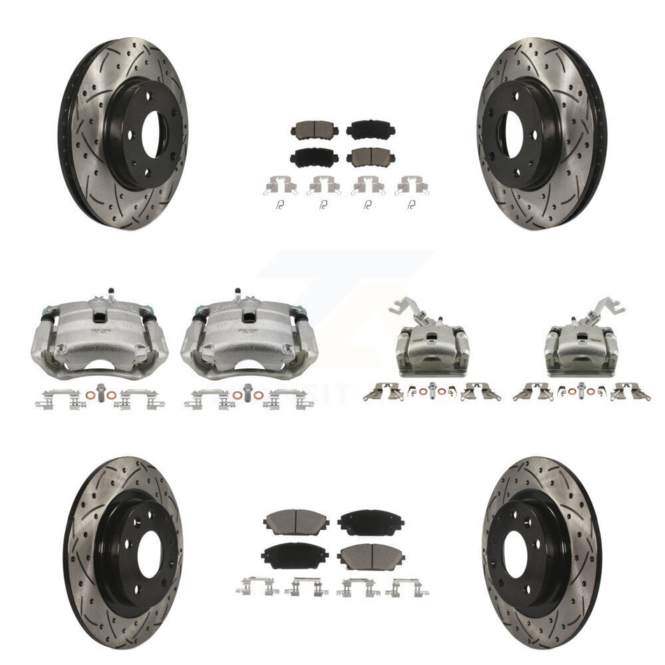 Front Rear Brake Coat Caliper Drill Slot Rotor Ceramic Pad Kit (10Pc) For Mazda CX-3 FWD KCD-100284C