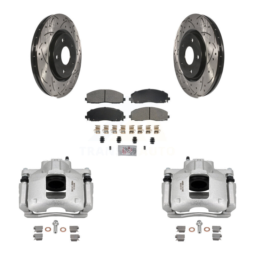 Front Brake Caliper Drill Slot Rotor Semi-Metallic Pad Kit For Volkswagen Routan Ram C/V KCD-100284N