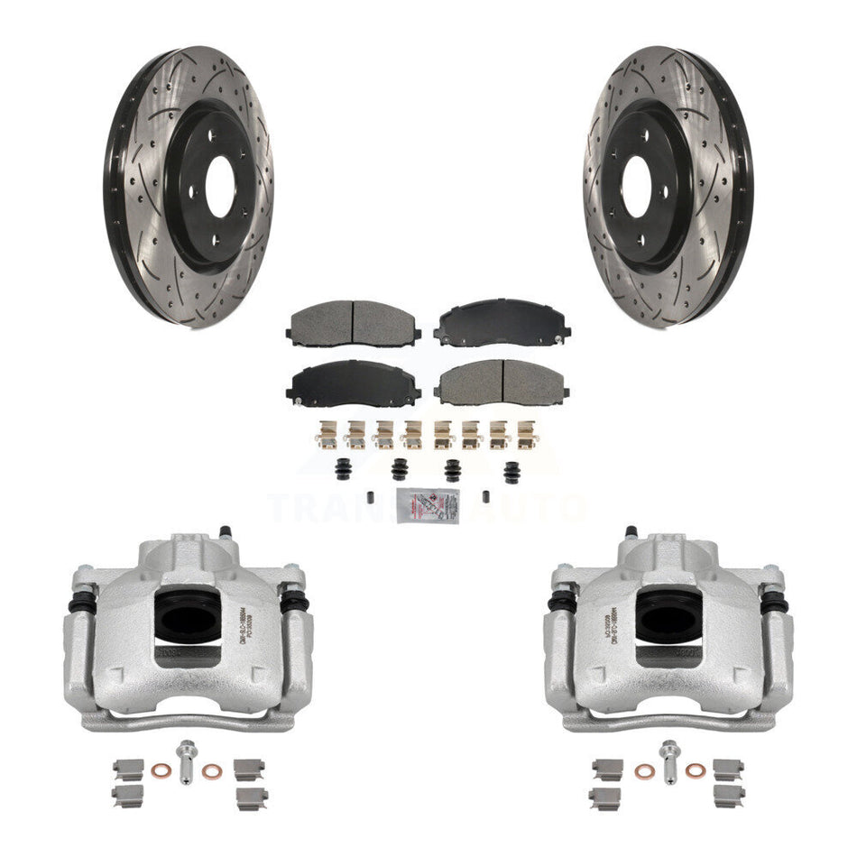Front Brake Caliper Drill Slot Rotor Semi-Metallic Pad Kit For Volkswagen Routan Ram C/V KCD-100284N