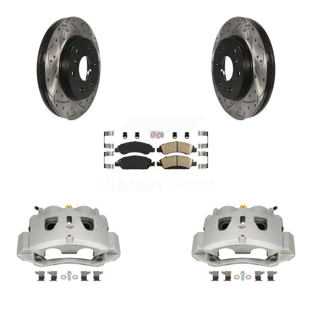 Front Brake Coat Caliper Drill Slot Rotor Ceramic Pad Kit For 2016 Chevrolet Suburban HD KCD-100288N