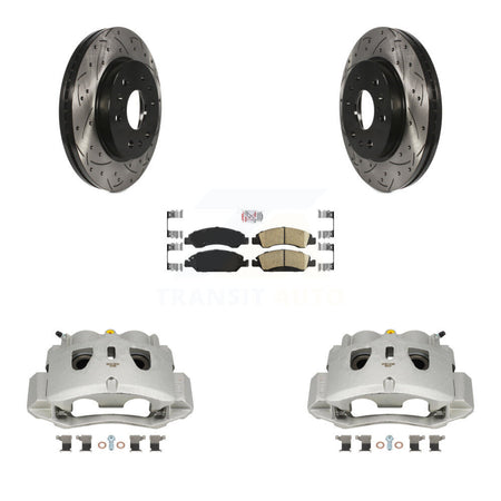 Front Brake Coat Caliper Drill Slot Rotor Ceramic Pad Kit For 2016 Chevrolet Suburban HD KCD-100289N