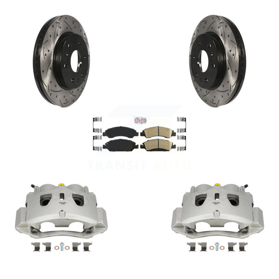 Front Brake Coat Caliper Drill Slot Rotor Ceramic Pad Kit For 2016 Chevrolet Suburban HD KCD-100289N