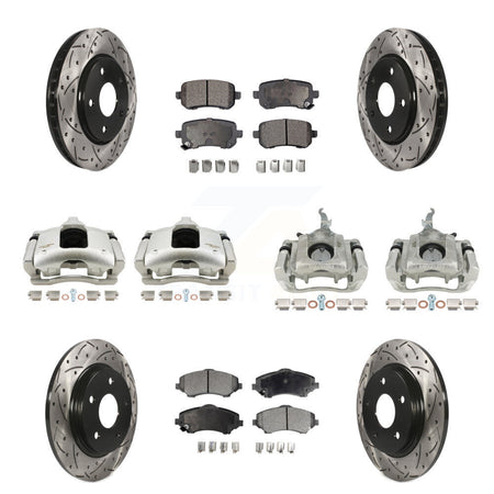 Front Rear Brake Caliper Drill Slot Rotor Ceramic Pad Kit (10Pc) For 09-11 Dodge Journey KCD-100289T