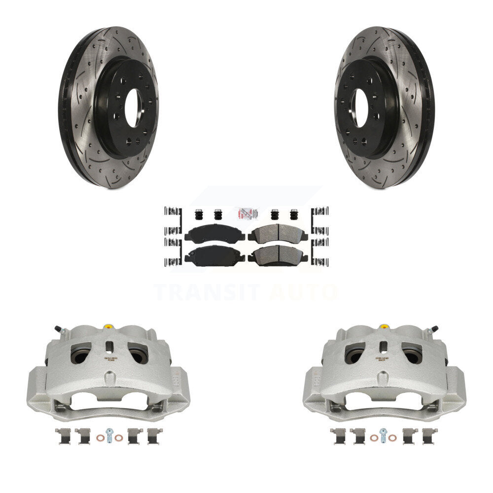 Front Brake Caliper Drill Slot Rotors Semi-Metallic Pad Kit For 16 Chevrolet Suburban HD KCD-100290N