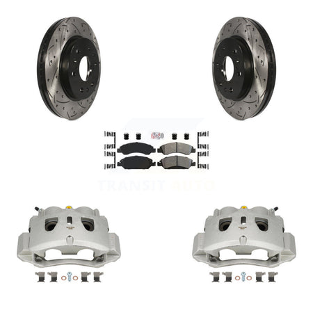 Front Brake Caliper Drill Slot Rotors Semi-Metallic Pad Kit For 16 Chevrolet Suburban HD KCD-100290N