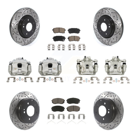 Front Rear Brake Coated Caliper Drilled Slot Rotor Ceramic Pad Kit (10Pc) For Kia Optima KCD-100294C