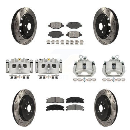 Front Rear Brake Caliper Drill Slot Rotor Semi-Metallic Pad Kit (10Pc) For Ford Explorer KCD-100298S
