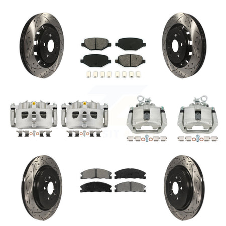 Front Rear Brake Caliper Drill Slot Rotor Semi-Metallic Pad Kit (10Pc) For Ford Explorer KCD-100300S