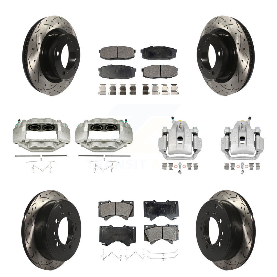 Front Rear Brake Coat Caliper Drill Slot Rotors Ceramic Pad Kit (10Pc) For Toyota Tundra KCD-100302T