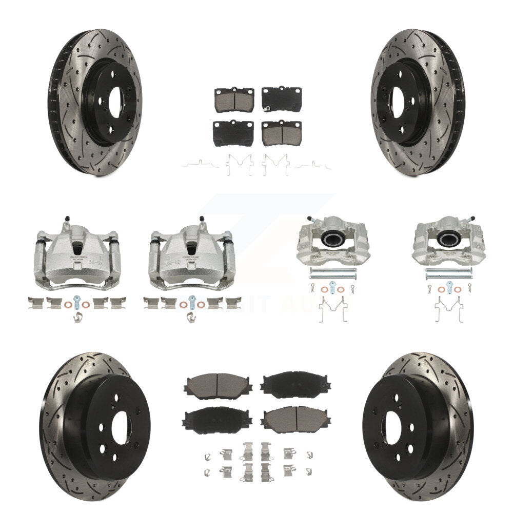 Front Rear Brake Coated Caliper Drill Slot Rotors Ceramic Pad Kit (10Pc) For Lexus IS250 KCD-100303C