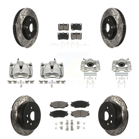 Front Rear Brake Coated Caliper Drill Slot Rotors Ceramic Pad Kit (10Pc) For Lexus IS250 KCD-100303C