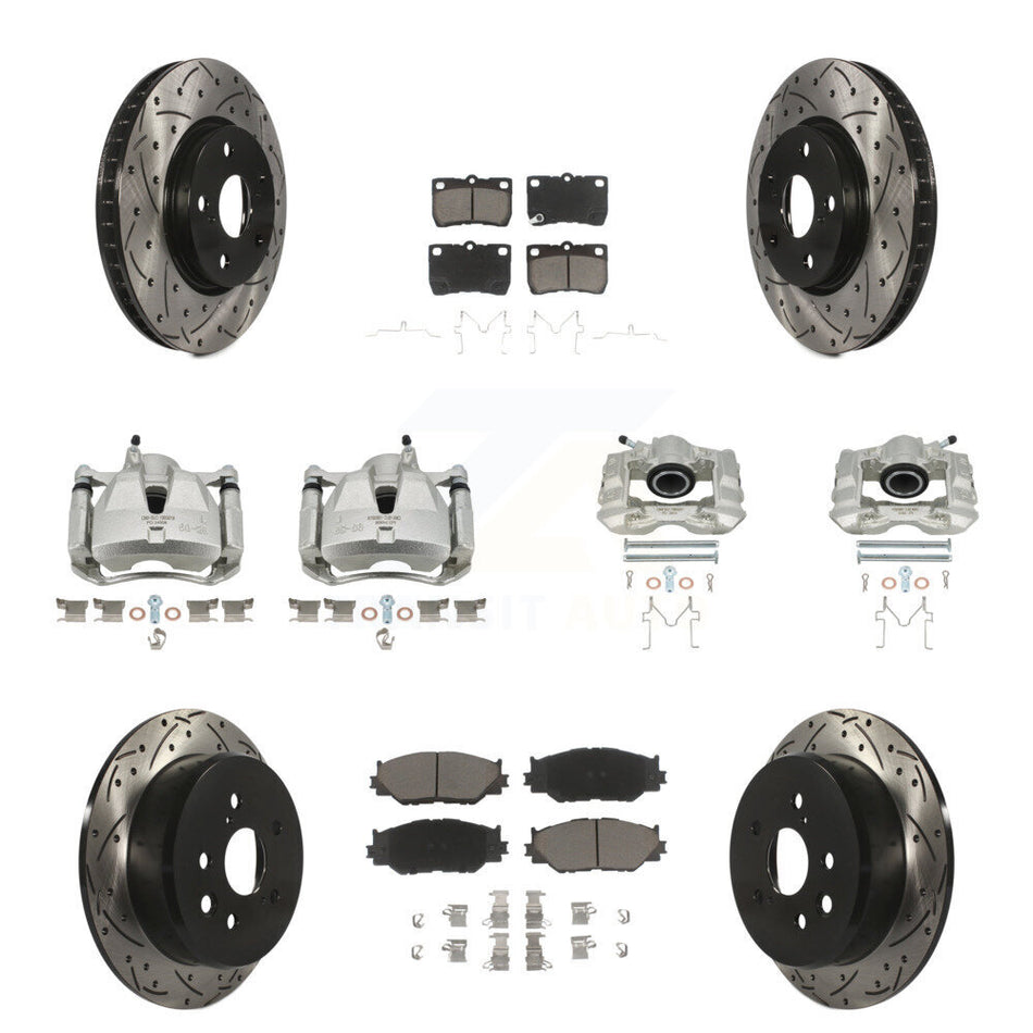 Front Rear Brake Coated Caliper Drill Slot Rotors Ceramic Pad Kit (10Pc) For Lexus IS250 KCD-100303C