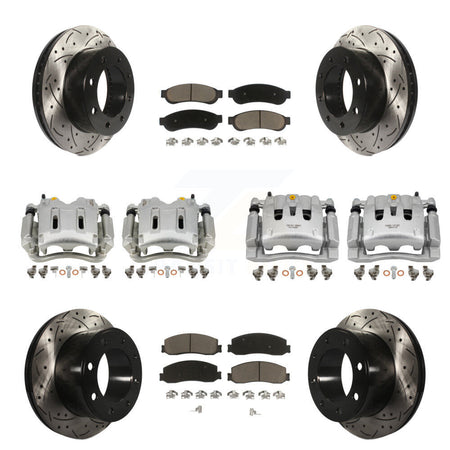 Front Rear Brake Caliper Drill Slotted Rotor Ceramic Pad Kit (10Pc) For Ford F-350 Super KCD-100305C