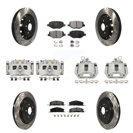 Front Rear Brake Caliper Drill Slot Rotor Semi-Metallic Pad Kit (10Pc) For Ford Explorer KCD-100307P