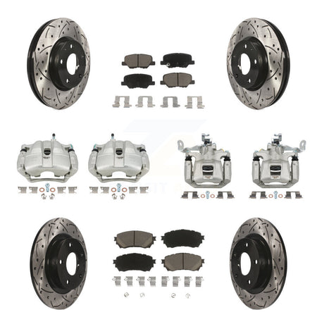 Front Rear Disc Brake Coated Caliper Drill Slot Rotor Ceramic Pad Kit (10Pc) For Mazda 6 KCD-100309C