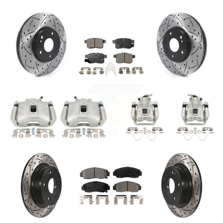 Front Rear Brake Caliper Drill Slot Rotors Ceramic Pad Kit (10Pc) For Honda Accord Acura KCD-100309T