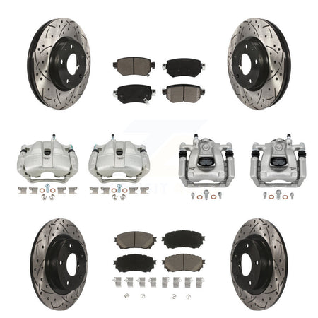 Front Rear Disc Brake Coated Caliper Drill Slot Rotor Ceramic Pad Kit (10Pc) For Mazda 6 KCD-100310C
