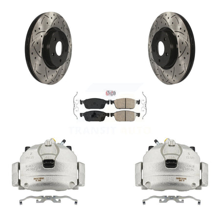 Front Brake Coated Caliper Drill Slot Rotors Ceramic Pad Kit For 2013-2018 Ford Focus ST KCD-100310N