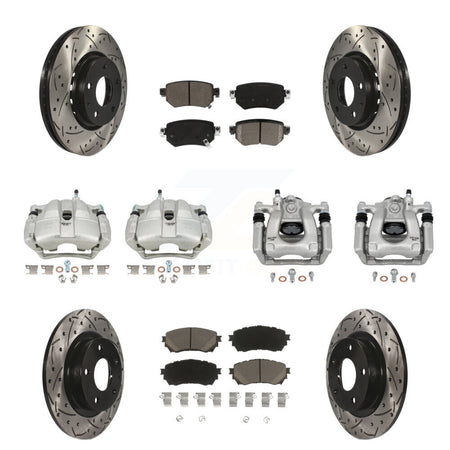 Front Rear Disc Brake Coated Caliper Drill Slot Rotor Ceramic Pad Kit (10Pc) For Mazda 6 KCD-100311C