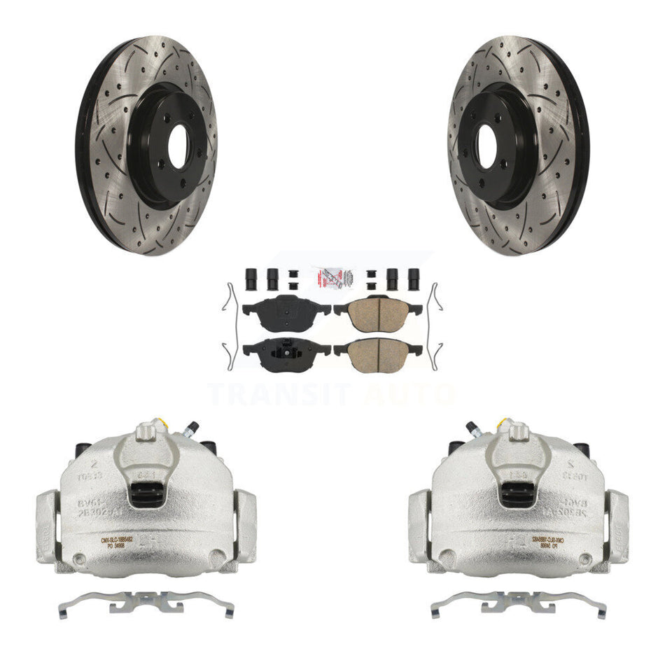 Front Brake Coated Caliper Drill Slotted Rotors Ceramic Pad Kit For Ford Transit Connect KCD-100311N
