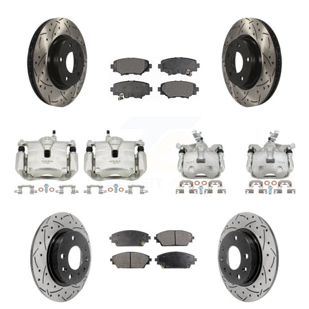 Front Rear Brake Caliper Drill Slot Rotor Semi-Metallic Pad Kit (10Pc) For Mazda 3 Sport KCD-100311P