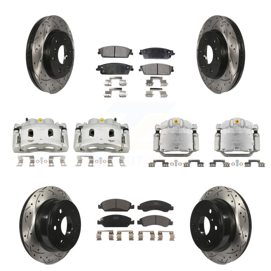 Front Rear Brake Caliper Drill Slot Rotors Ceramic Pad Kit (10Pc) For Chevrolet GMC 1500 KCD-100311T